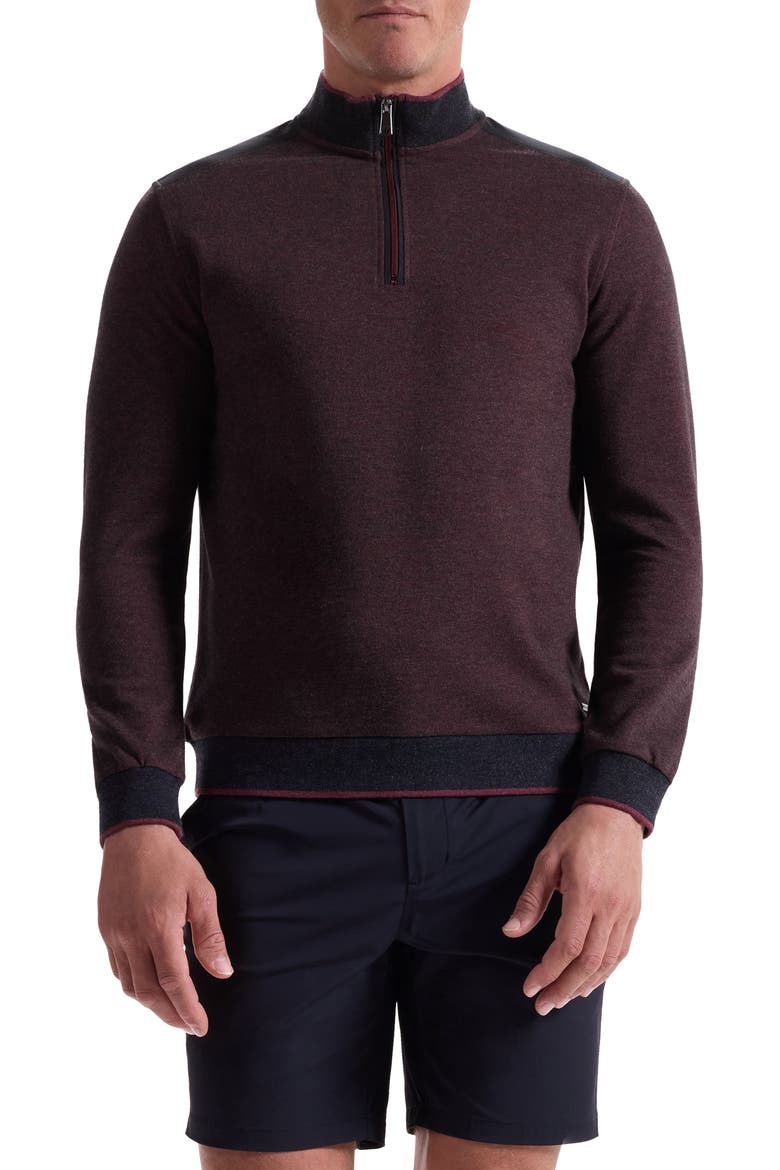 Mélange Quarter Zip Top, Main, color, BURGUNDY