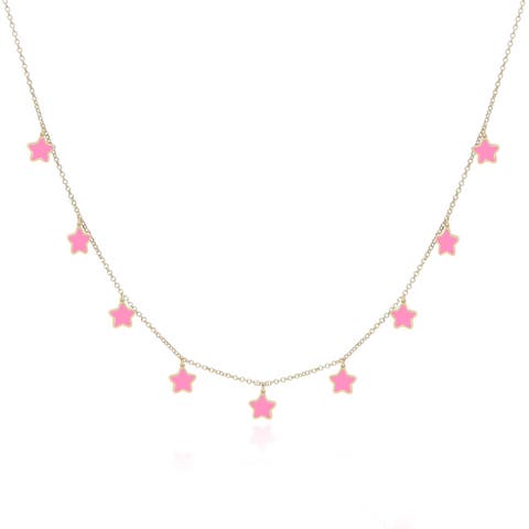 Bubblegum Pink Star Dangle Necklace