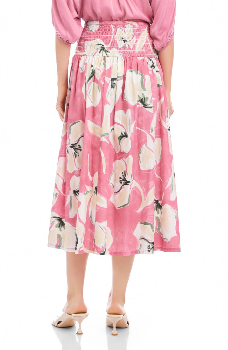FIFTEEN TWENTY Rhea Floral Cotton Smocked Waist Midi Skirt, Alternate, color, Floral Print