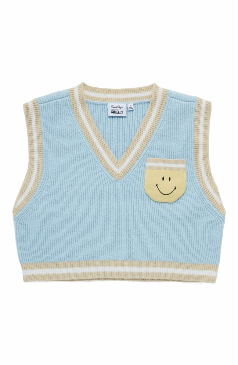 Samii Ryan Smiley<sup>®</sup> Wimbeldon Knit Vest, Alternate, color, Baby Blue