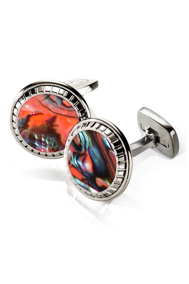Abalone Cuff Links, Main, color, ORANGE