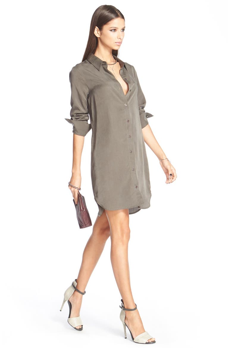 Button Front Shirtdress, Alternate, color, OLIVE