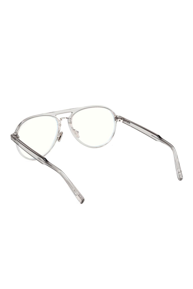 57mm Pilot Blue Light Blocking Optical Glasses, Alternate, color, LIGHT GREY / T LOGO