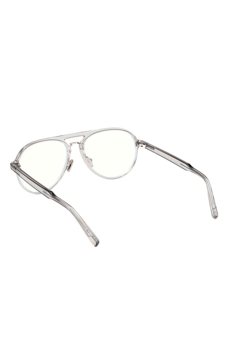 TOM FORD 57mm Pilot Blue Light Blocking Optical Glasses, Alternate, color, Light Grey / T Logo