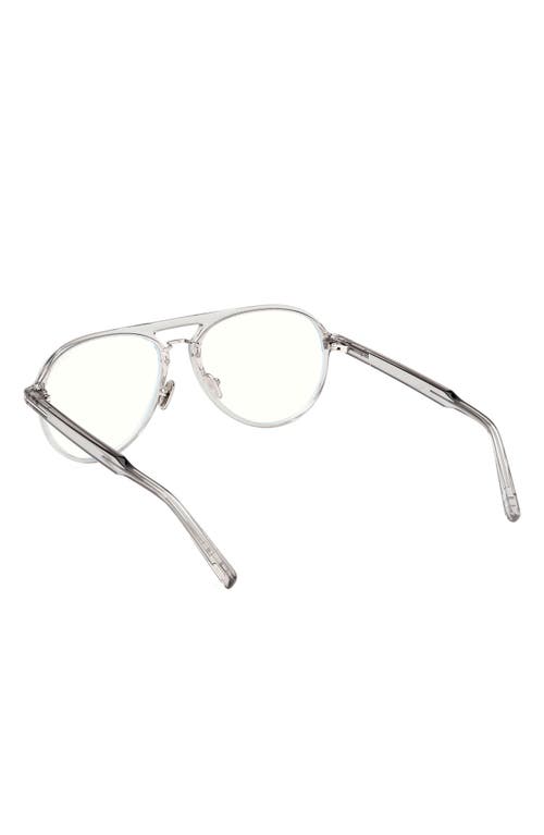 Tom Ford 57mm Pilot Blue Light Blocking Optical Glasses In Gray