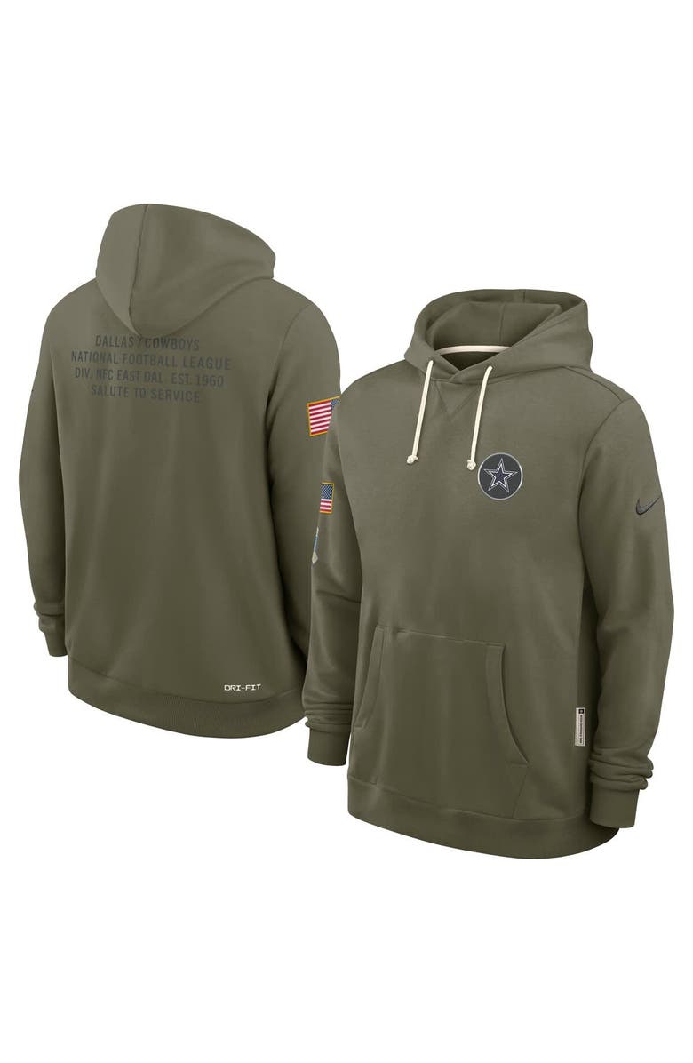 Nike Men's Nike Olive Dallas Cowboys 2025 Salute to Service Sideline Standard Issue Dri-FIT Hoodie, Main, color, Olive