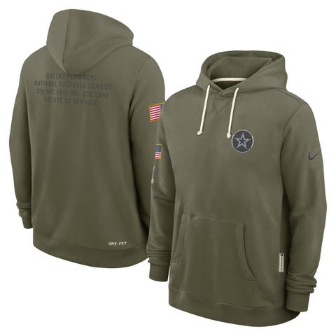 Men's Nike Olive Dallas Cowboys 2025 Salute to Service Sideline Standard Issue Dri-FIT Hoodie