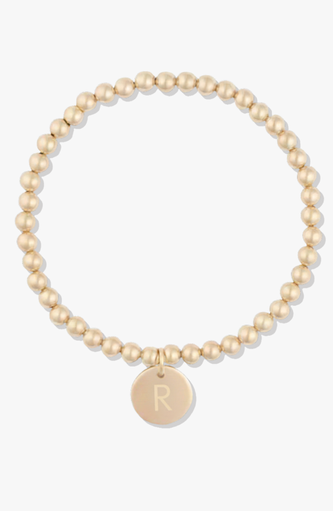 Classic Initial Coin 14k Gold Filled Bead Bracelet