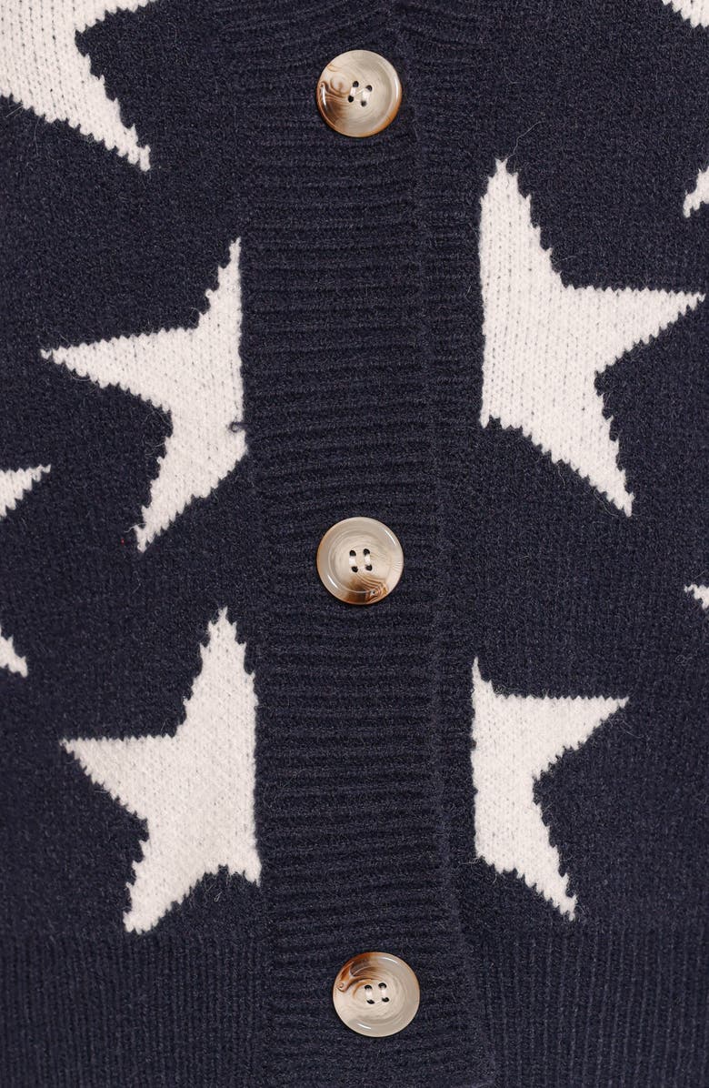 Petal & Pup Sailor Star Intarsia Cardigan, Alternate, color, Navy