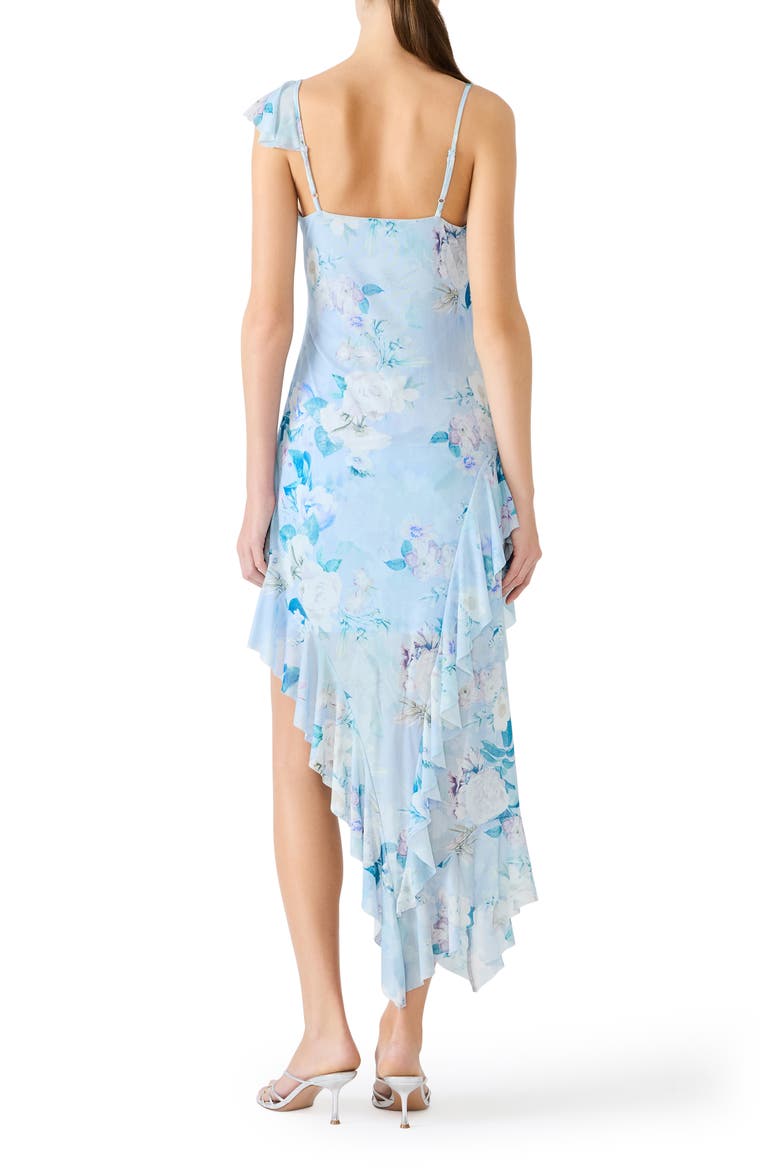 Sorellia Floral Print Asymmetric Ruffle Dress, Alternate, color, BLOOM