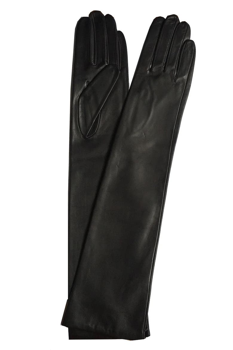 Montserrat Leather Opera Gloves, Main, color, BLACK