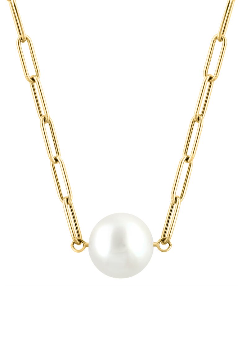 14K Yellow Gold Freshwater Pearl Paperclip Necklace, Alternate, color, 14K Gold