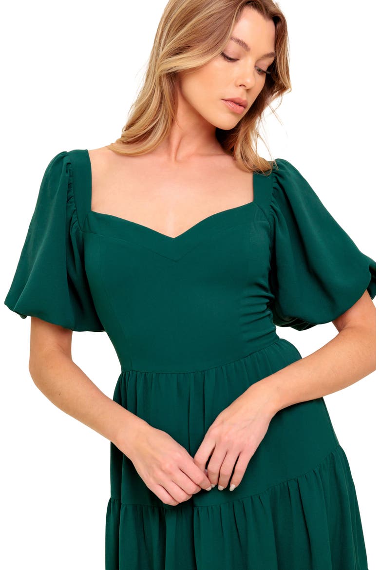 Sweetheart Neck Midi Dress, Alternate, color, HUNTER GREEN