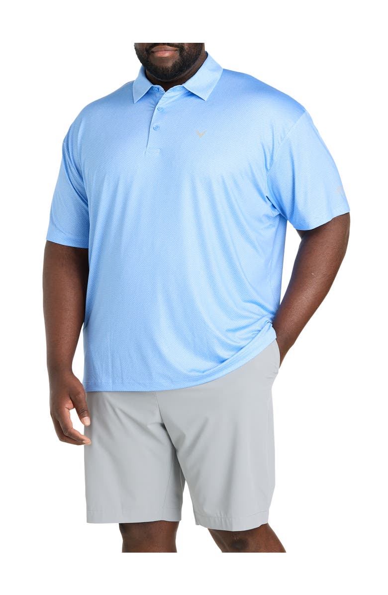 Callaway Big & Tall Geometric Heather Print Patterned Polo Shirt, Main, color, Vista Blue
