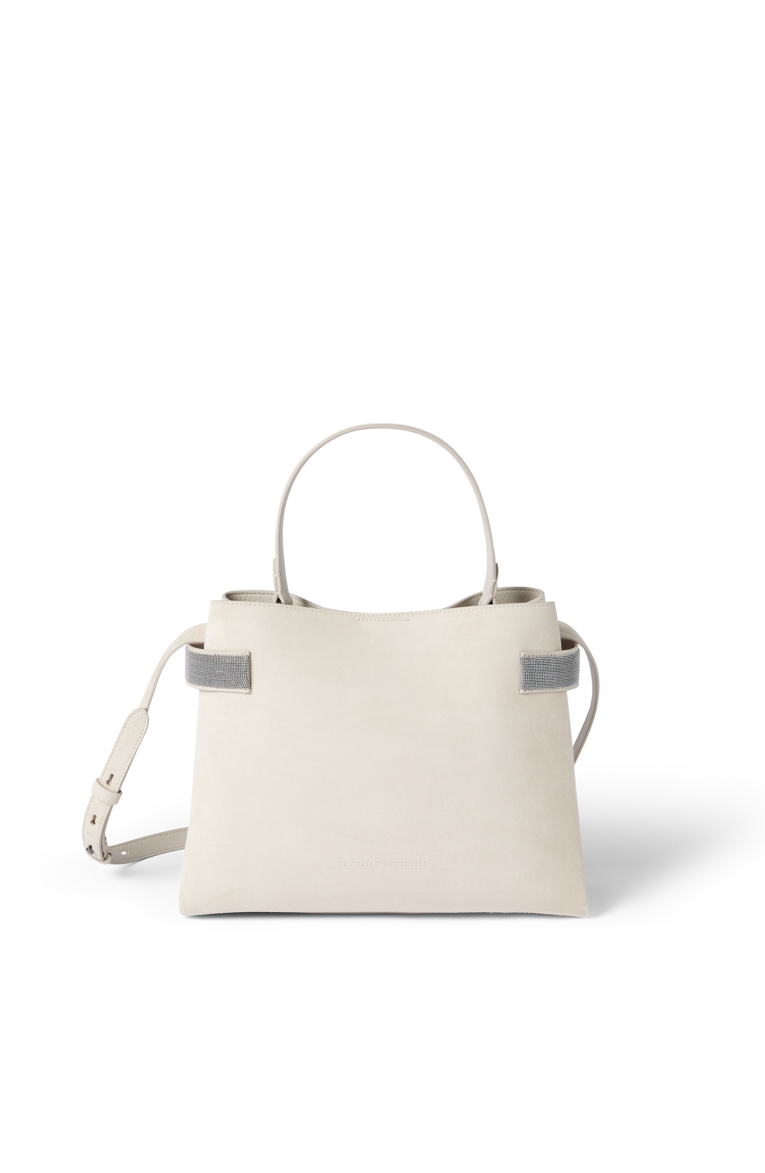 Brunello Cucinelli Suede Top-Handle Essence bag, Main, color, Ivory