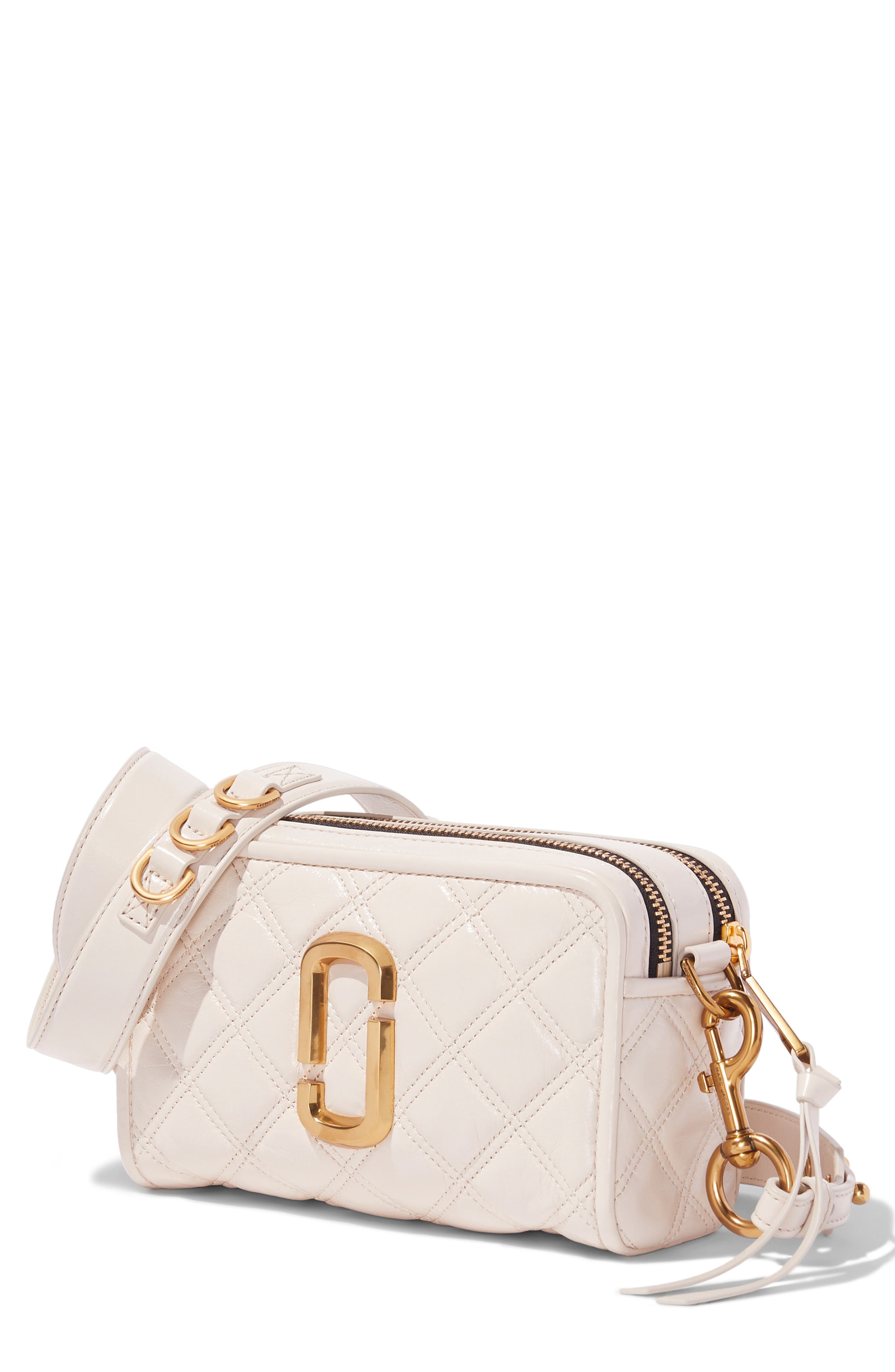 The Marc Jacobs The Softshot 21 Quilted Leather Crossbody Bag, Main, color, IVORY