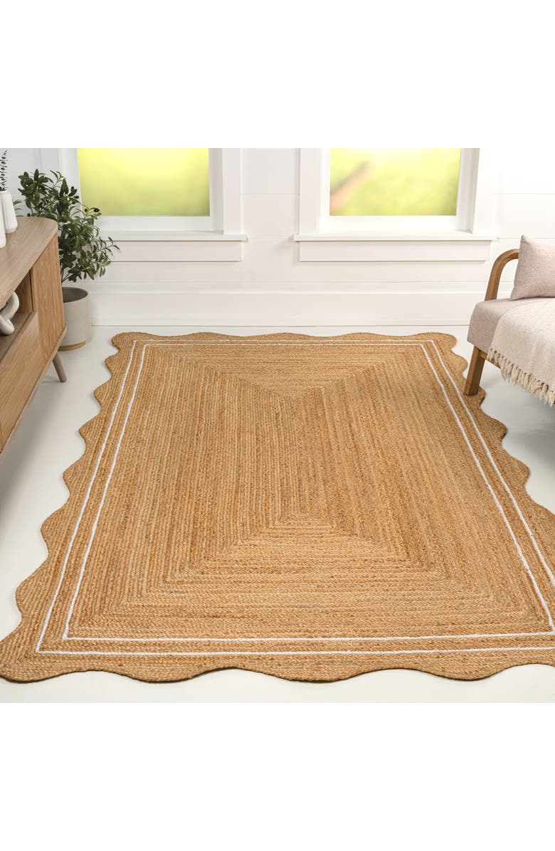JONATHAN Y Seaside Cottage Scallop Edge Jute Area Rug, Alternate, color, Natural/White