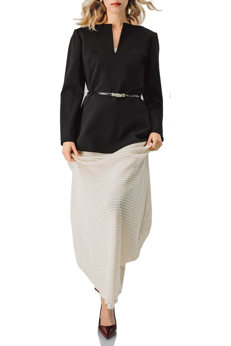 Straight Blouse with Back Zipper, Alternate, color, Black