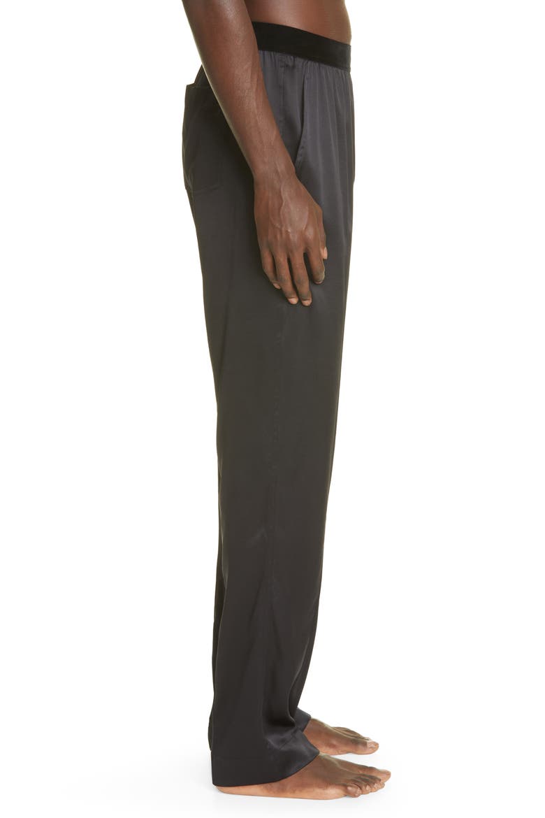 Stretch Silk Pajama Pants, Alternate, color, BLACK