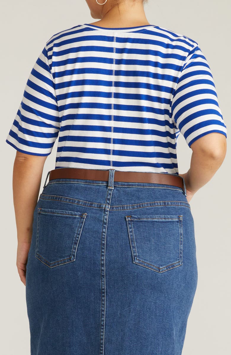 Universal Standard Stripe Cotton Jersey T-Shirt, Alternate, color, Hammersmith Blue Stripe