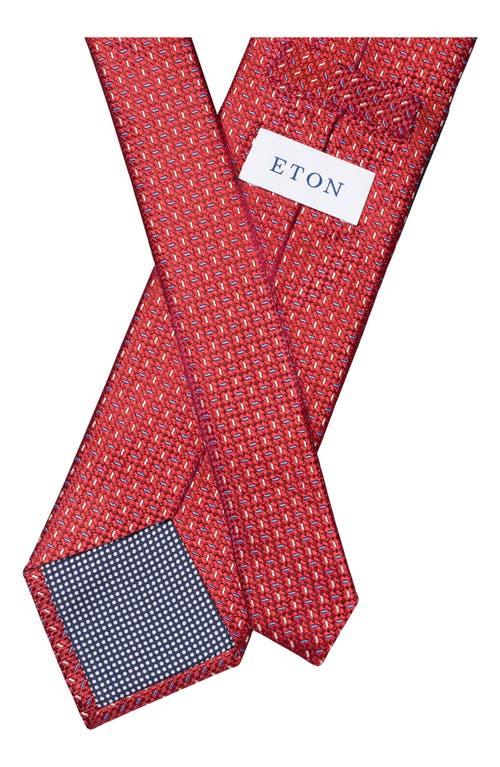 Eton Micropattern Silk Tie In Medium Red