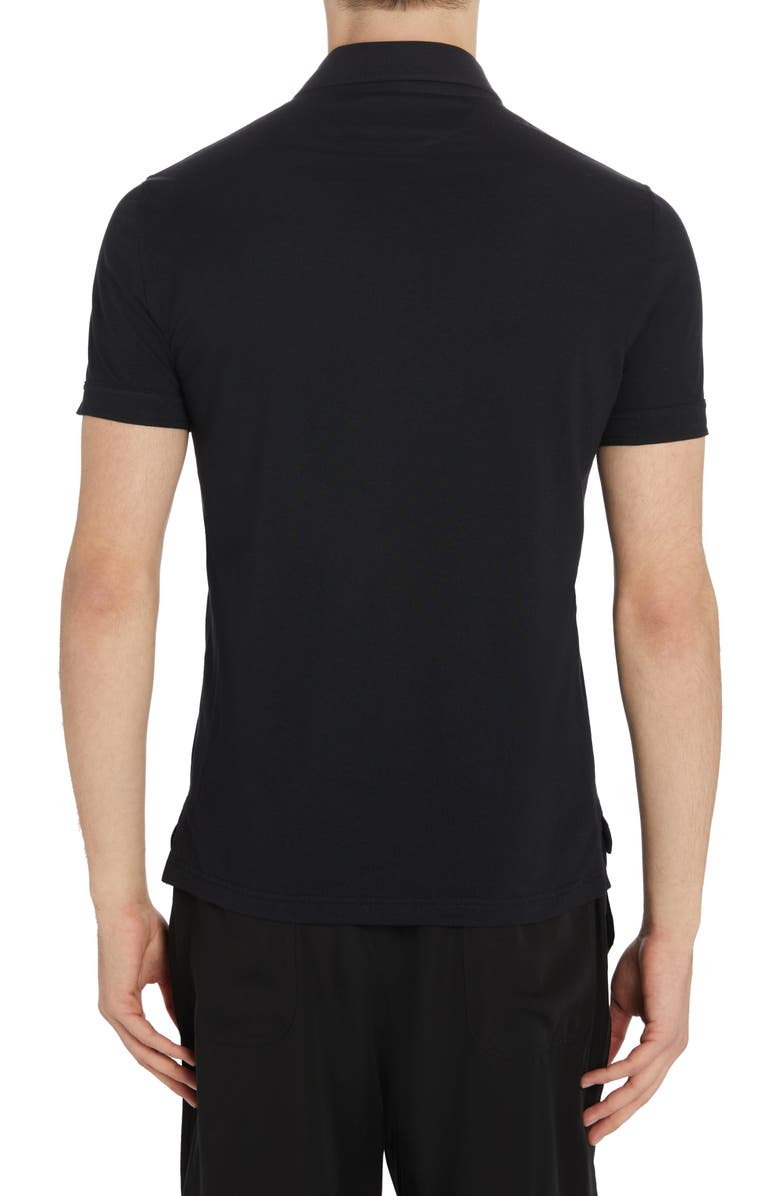 TOM FORD Cotton & Silk Piqué Pocket Polo, Alternate, color, Black