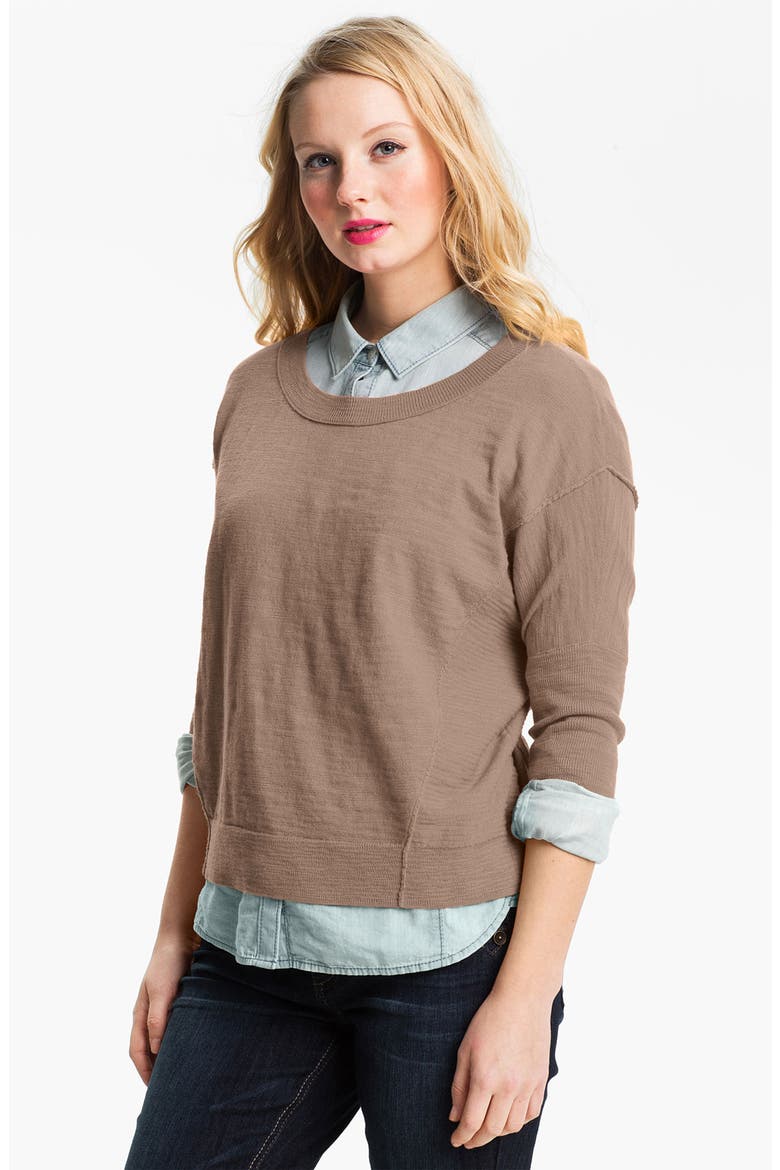 Slub Crewneck Sweater, Main, color, STONE FOSSIL