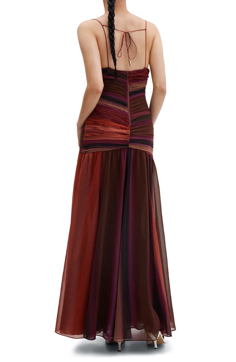 MANGO Gradient Pleat Chiffon Maxi Dress, Alternate, color,