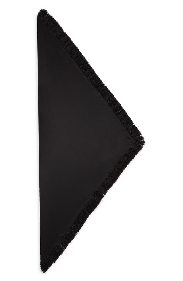TOTEME Charmeuse Satin Triangle Fringe Scarf, Alternate, color, Black