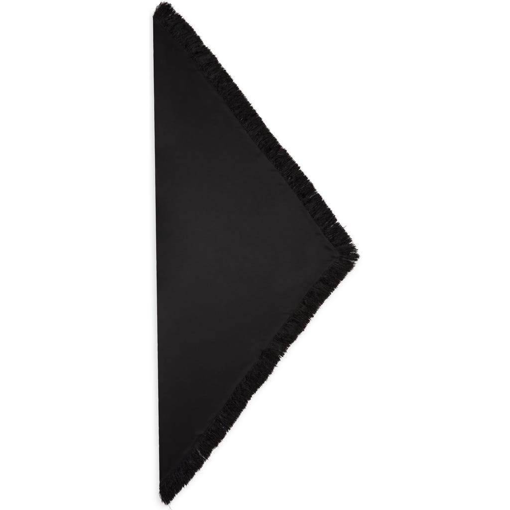 Totême Toteme Charmeuse Satin Triangle Fringe Scarf In Black