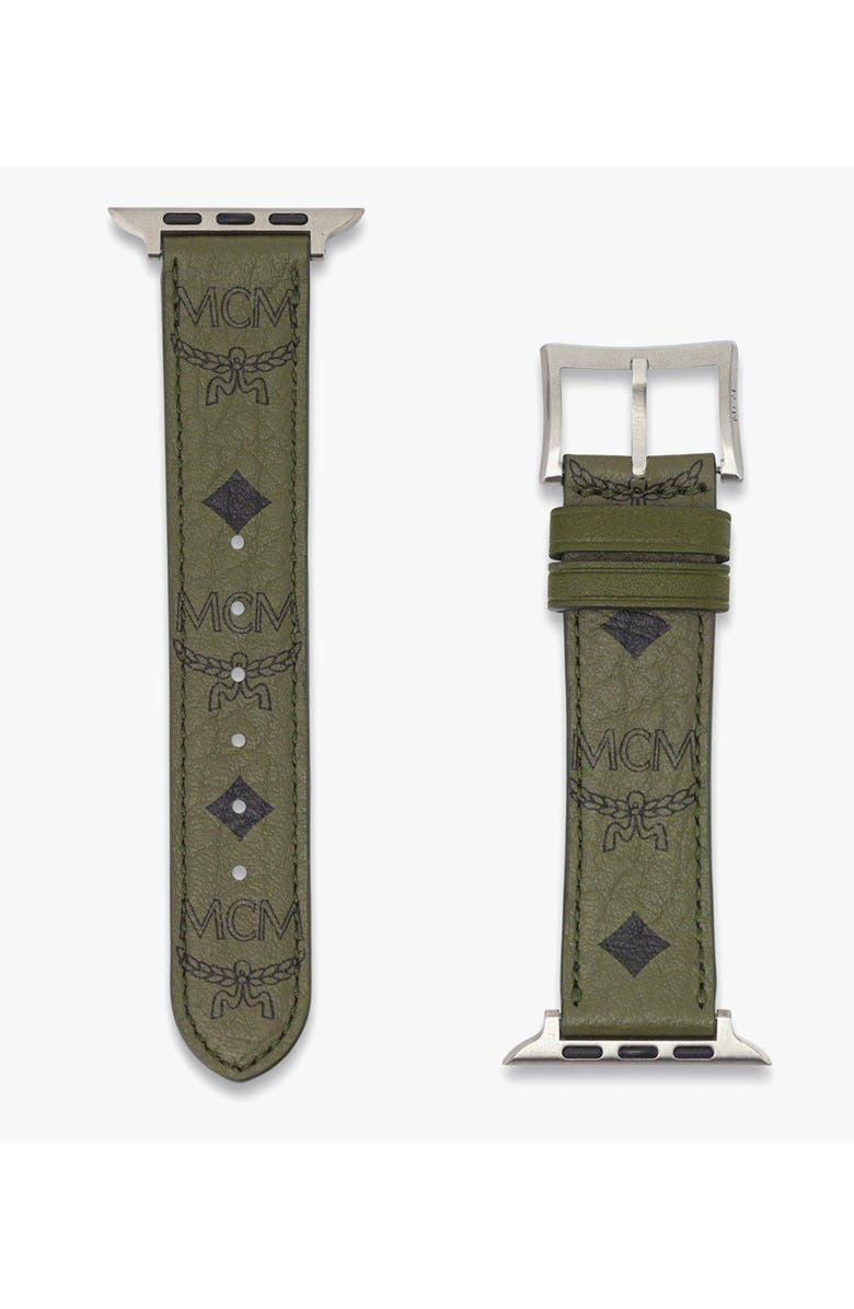 MCM Apple Watch Band in Visetos- M/L, Alternate, color, Green