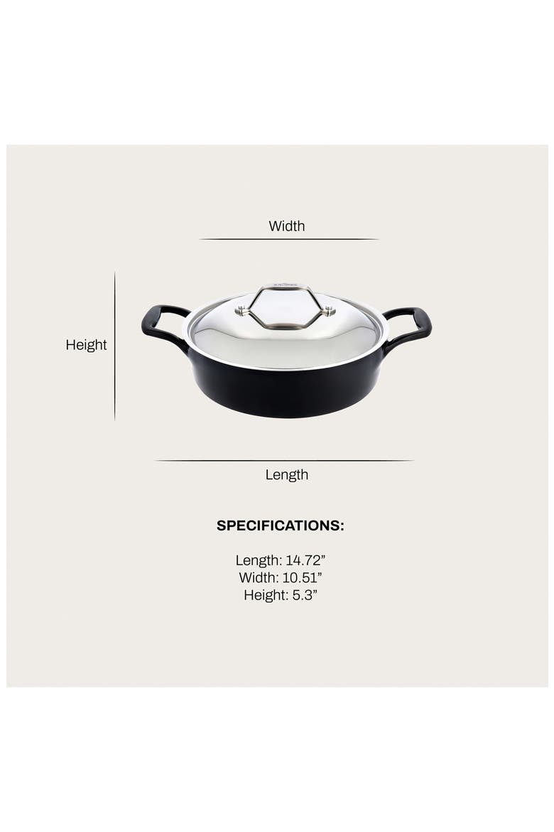 4-Quart Enameled Cast Iron Braiser, Alternate, color, BLACK