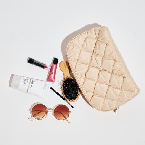 Cloud Kiss - Quilted Puffer Nylon Cosmetic & Travel Organizer Dome Pouch