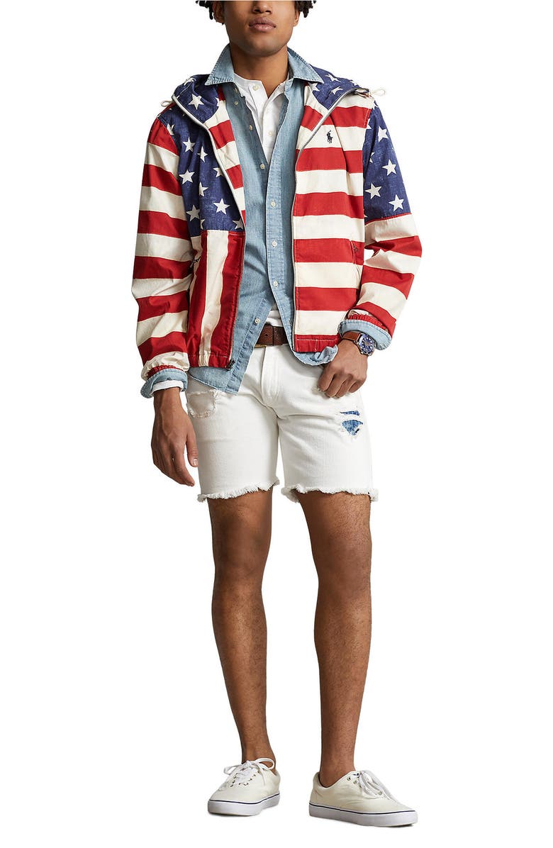 Polo Ralph Lauren American Flag Hooded Bomber Jacket, Alternate, color, 
