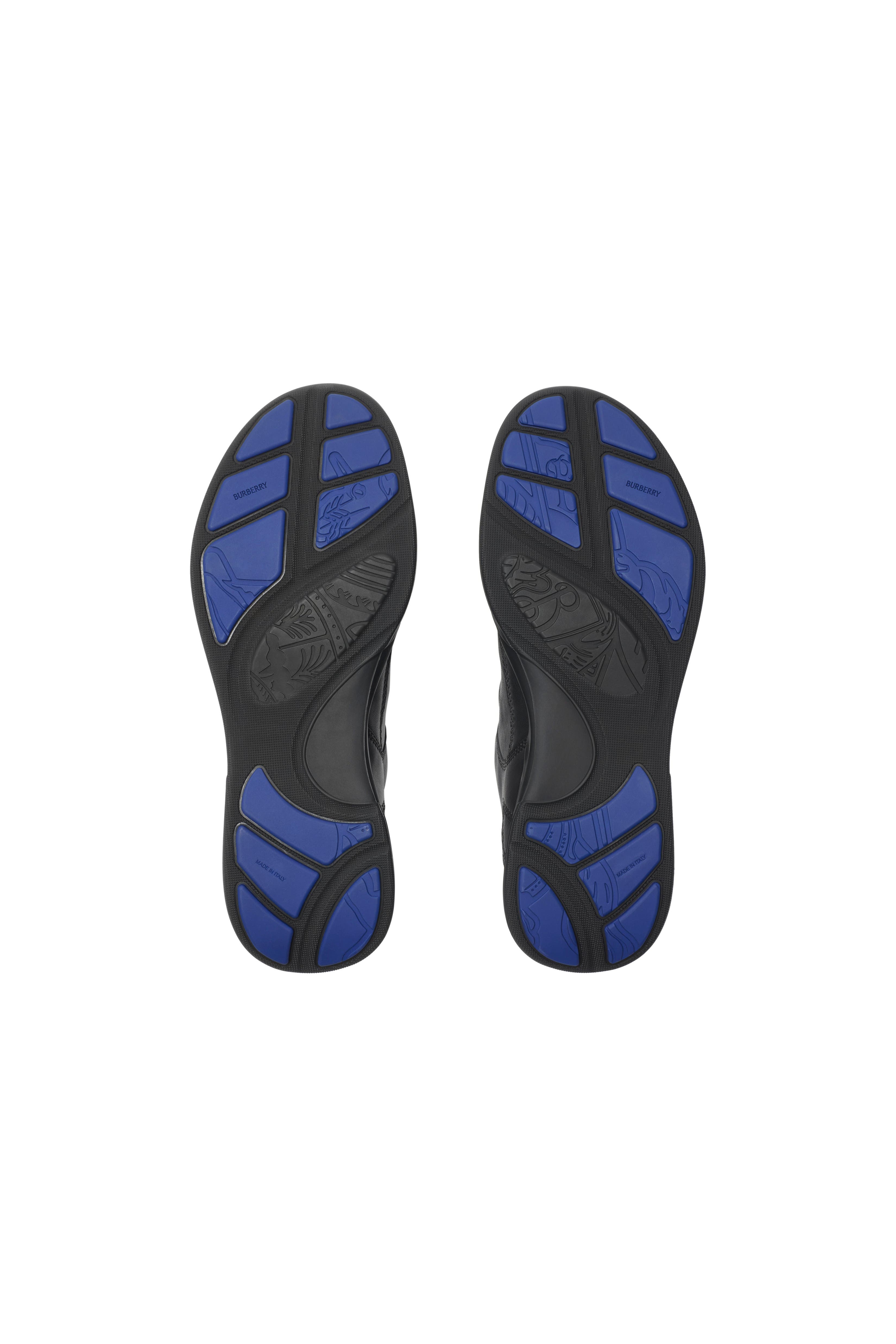 Burberry Leather Matrix Sneakers, Alternate, color, Black