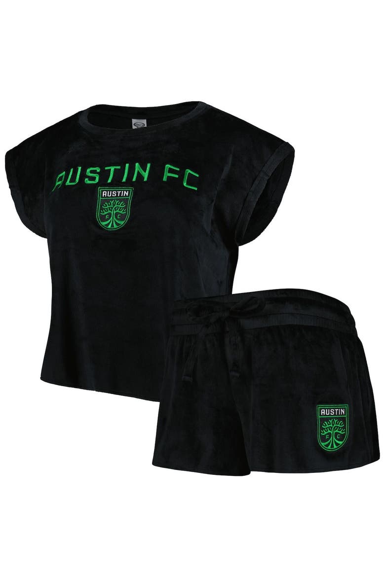 Women's Concepts Sport Black Austin FC Intermission T-Shirt and Shorts Sleep Set, Main, color, Black