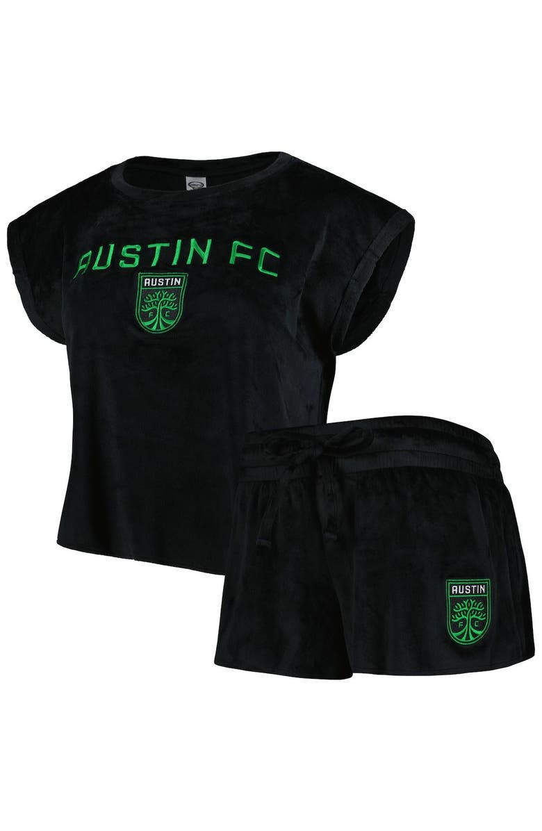 CONCEPTS SPORT Women's Concepts Sport Black Austin FC Intermission T-Shirt and Shorts Sleep Set, Main, color, Black