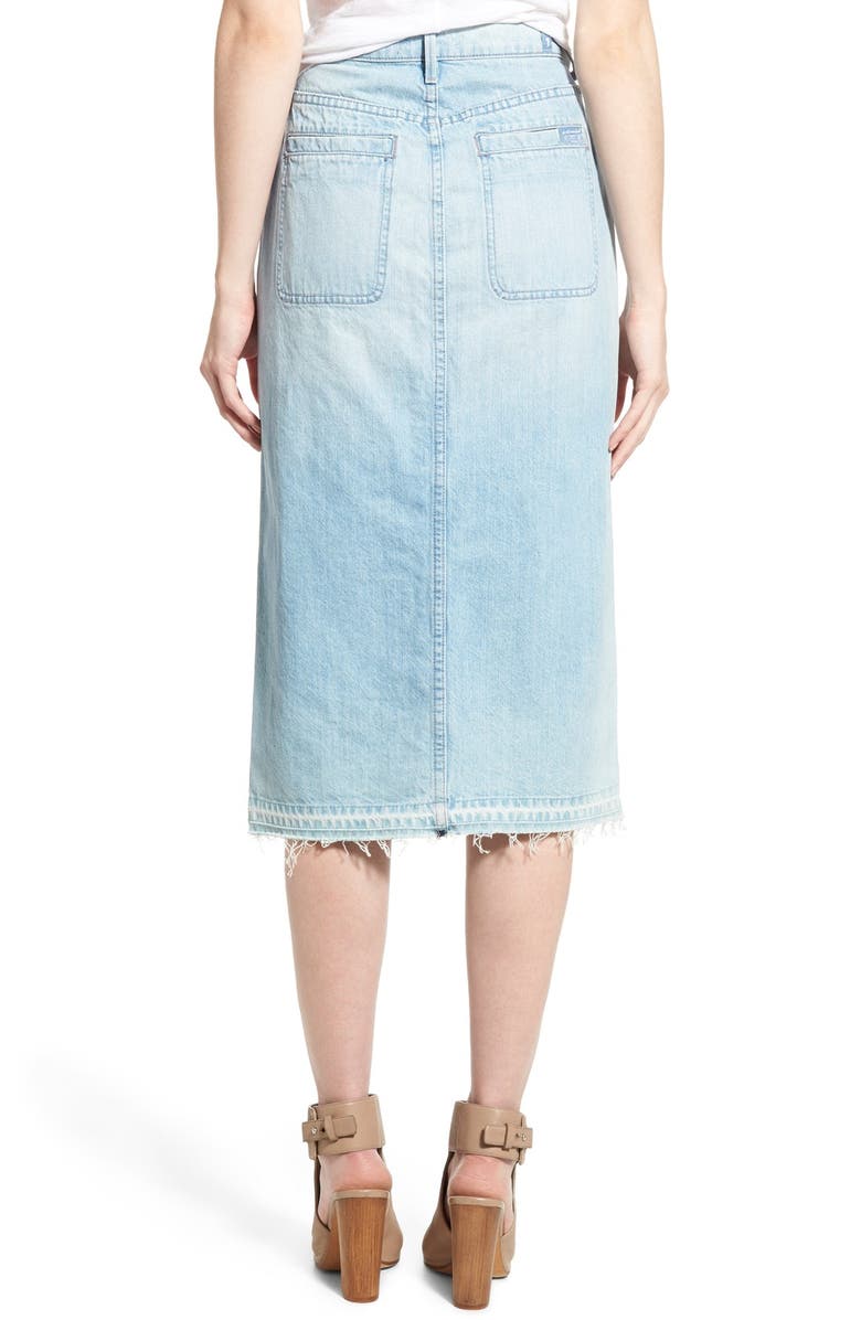 7 For All Mankind <sup>®</sup> Cutoff Denim Midi Skirt, Alternate, color,