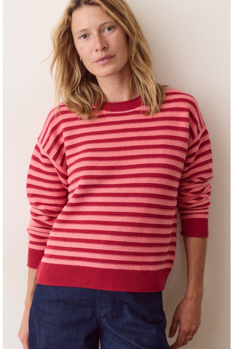 Suki Striped Crewneck Sweater, Alternate, color, DUSK ROSE STRIPE
