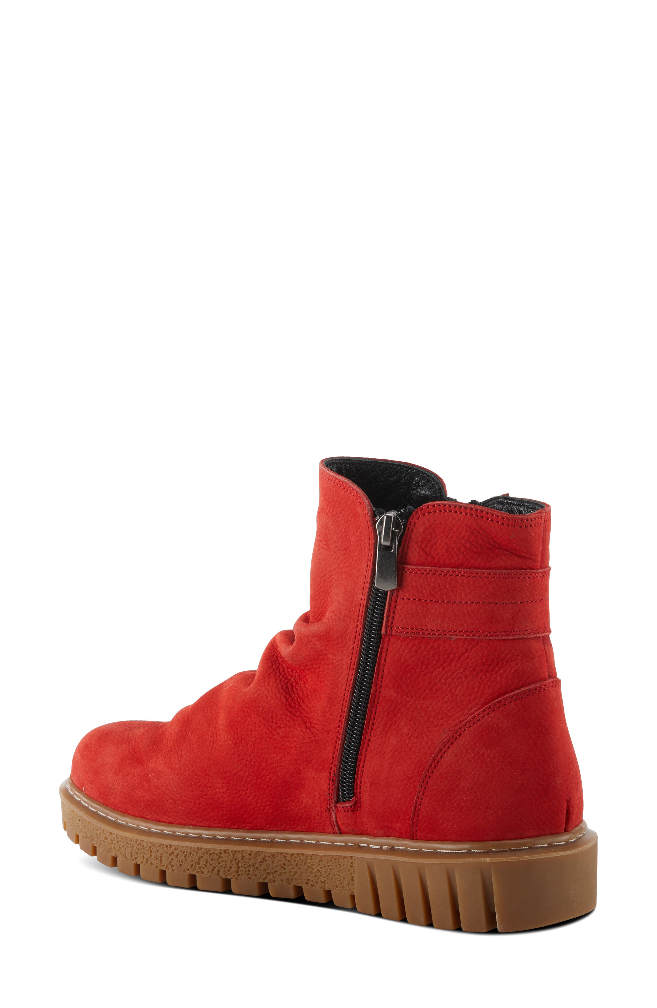 Spring Step Addlyn Scrunched Nubuck Bootie, Alternate, color, Red Nubuck