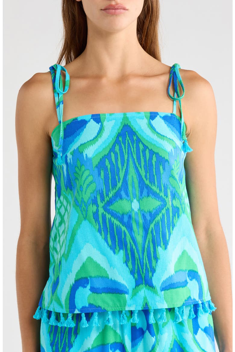 Blissy Tropical Yari Tie Strap Tank, Alternate, color, KELLY-BLUE-MUL