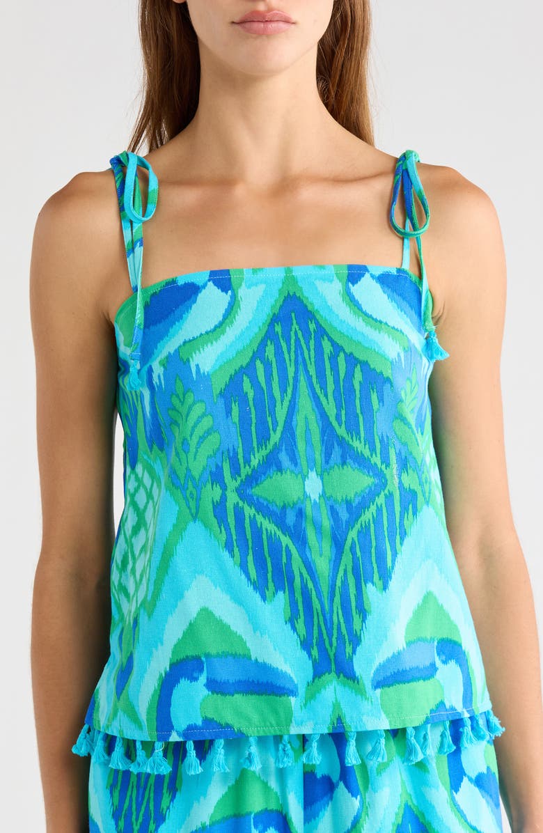 SUGARLIPS Blissy Tropical Yari Tie Strap Tank, Alternate, color, Kelly-Blue-Mul