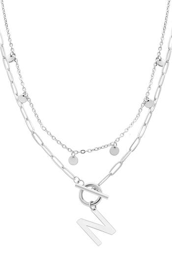 Adornia Toggle Initial Pendant Layered Necklace In Silver-n