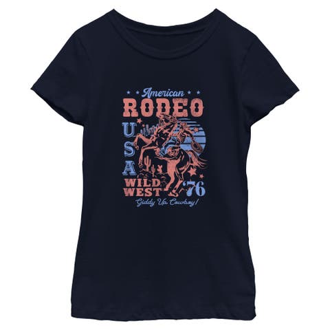 Girls' American Rodeo Wild West Graphic Short Sleeve T-shirt