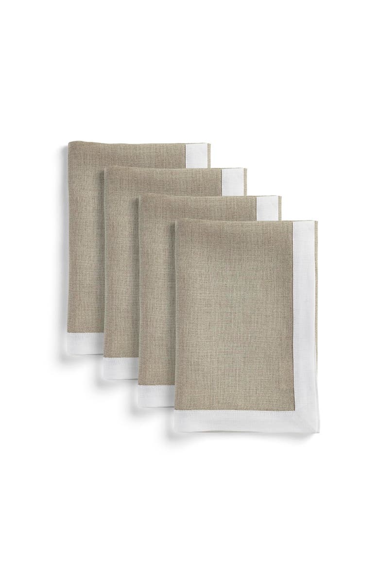 Solino Home Linen Dinner Napkins - Classic, 20" x 20" Inch, Main, color, White And Natural