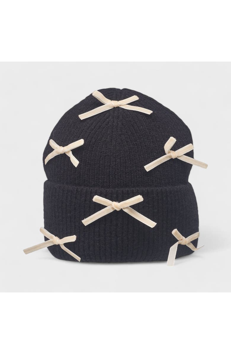 A Little Obsessed Women's Multi Bow Knit Beanie, Alternate, color, Black