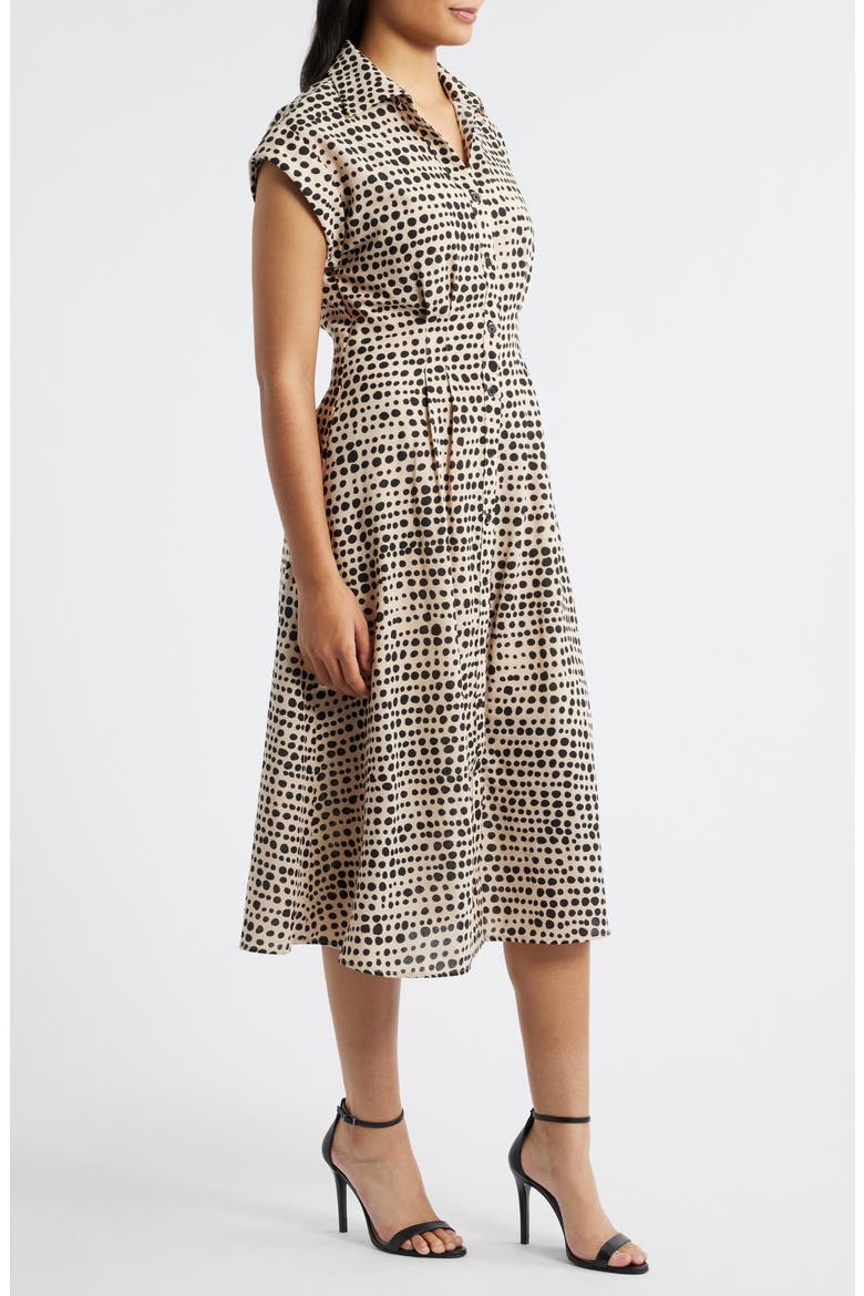 Mixed Dot Print Midi Shirtdress, Alternate, color, BLACK MULTI
