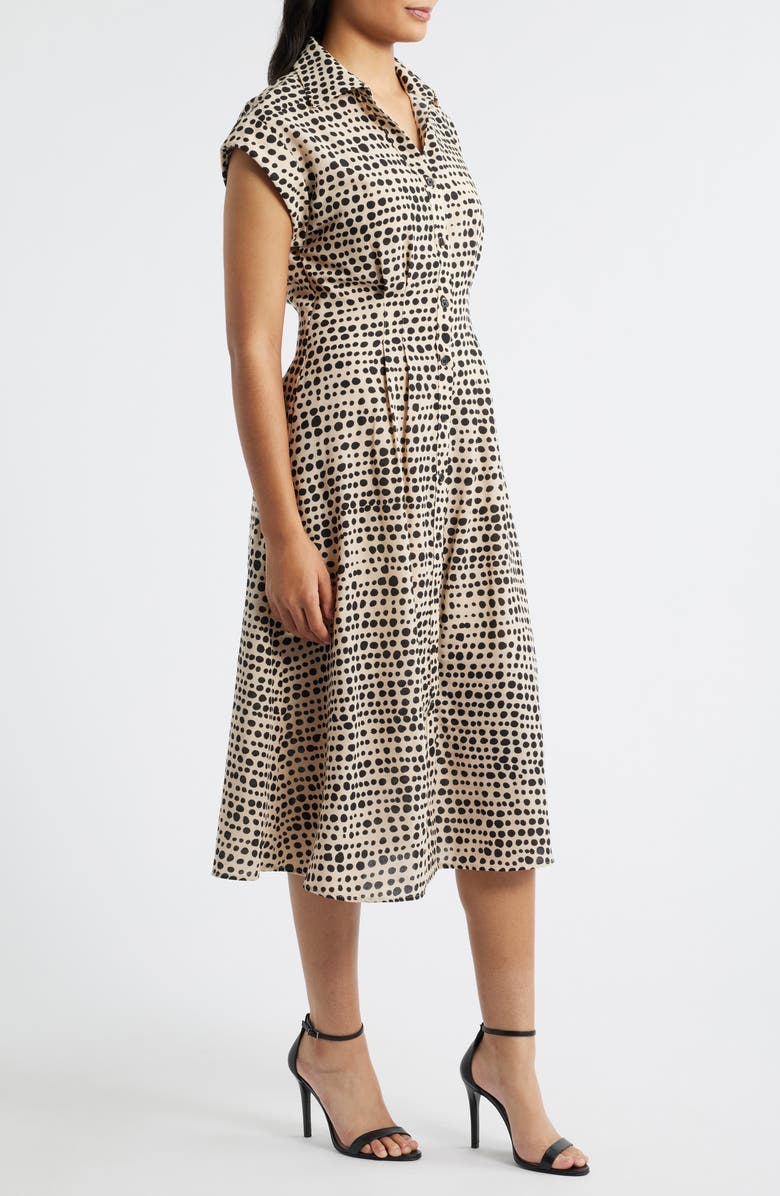 Julia Jordan Mixed Dot Print Midi Shirtdress, Alternate, color, Black Multi