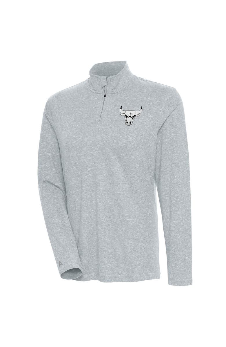 ANTIGUA Women's Antigua  Heather Gray Chicago Bulls Brushed Metallic Comfort Quarter-Zip Pullover Top, Main, color, 