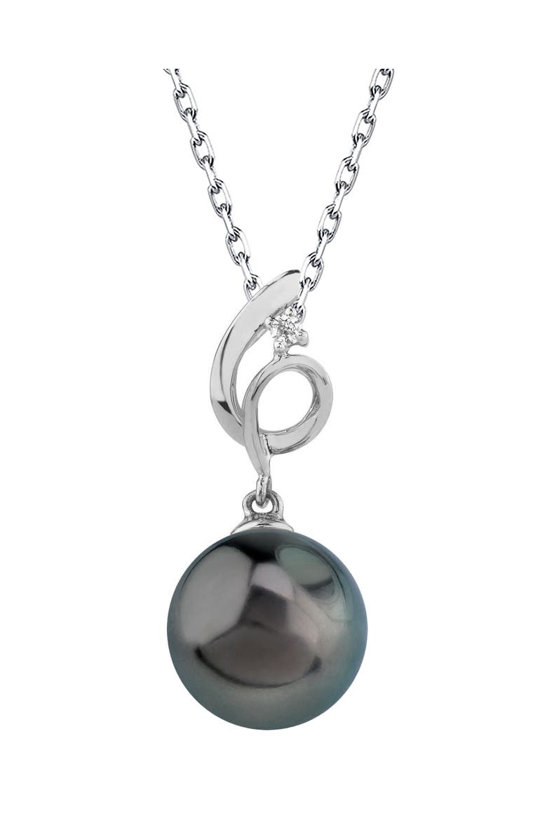 14K Gold Tahitian South Sea Pearl & Diamond Symphony Pendant, Main, color, Black Pearl - White Gold